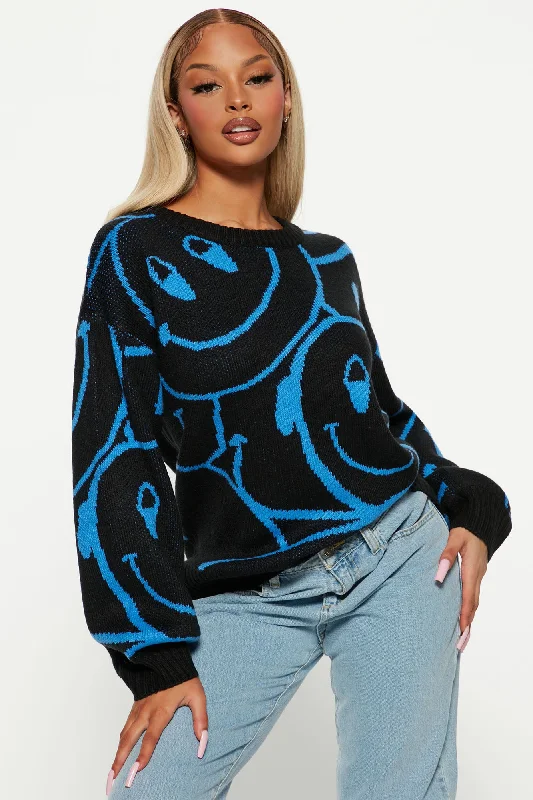 All Smiles Boyfriend Sweater - Black/combo